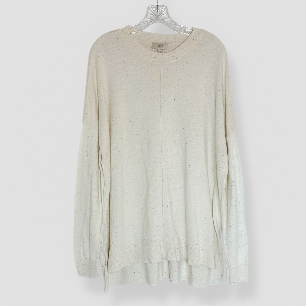 Loft Size XL Flecked Sweatshirt Sweater Ivory Yellow/Blue Flecks Comfort Casual
